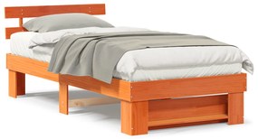 vidaXL Σκελετός Κρεβατιού Καφέ κεριού 90 x 190 cm Μασίφ ξύλο πεύκου
