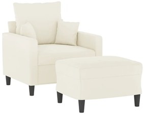 vidaXL Πολυθρόνα Κρεμ 60 εκ. Βελούδινη με Υποπόδιο