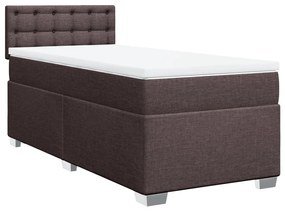 Κρεβάτι Boxspring με Στρώμα Σκούρο Καφέ 80x200 εκ. Υφασμάτινο - Καφέ