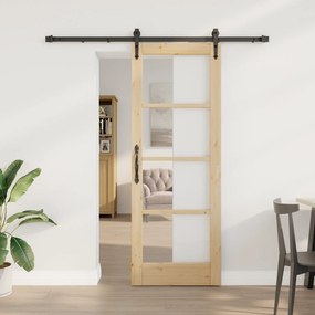 vidaXL Σετ Συρόμενης Πόρτας  με Εξαρτήματα 73.5x198.5 cm Μασίφ Ξύλο Πεύκου