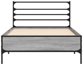 vidaXL Πλαίσιο Κρεβατιού Γκρι Sonoma 75x190 εκ. Επεξ. Ξύλο &amp; Μέταλλο