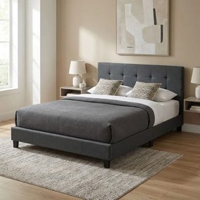 Κρεβάτι Sissy Megapap υφασμάτινο χρώμα ανθρακί 160x200εκ.