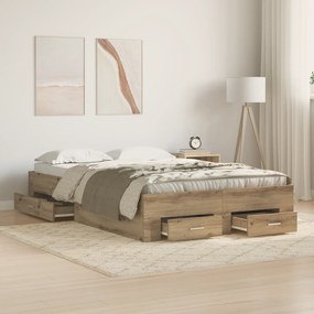 vidaXL Κρεβάτι με Συρτάρια από Δρυς 120x200 cm Επεξεργασμένο Ξύλο