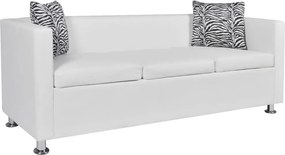 vidaXL Καναπές Τριθέσιος Λευκός από Συνθετικό Δέρμα