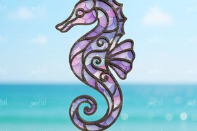 Σετ των 2 Intra απο ξύλο plywood 3mm-4mm πάχος – Summer Seahorse Suncatcher Δίασταση 20x20 cm INTRAFABR-123025384