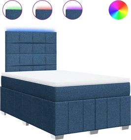 vidaXL Κρεβάτι Boxspring με Στρώμα Μπλε 120x190 εκ. Υφασμάτινο