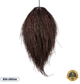 01748 GloboStar® GLOBOSTAR® ARCHIPELAGO 01748 Boho Κρεμαστό Φωτιστικό Οροφής με Ντουί 1 x E27 AC 220-240V IP20 - Καφέ - Μ30 x Π30 x Υ63cm