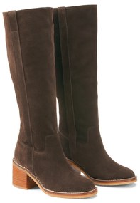 Μπότες από nubuck με φαρδύ τακούνι