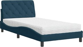 vidaXL Κρεβάτι με Στρώμα Μπλε 100x200 εκ. Βελούδινος