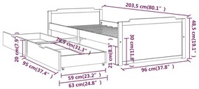 Πλαίσιο Κρεβατιού Καφέ Μελί 90 x 200 εκ. από Μασίφ Ξύλο Πεύκου - Καφέ