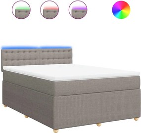 vidaXL Κρεβάτι Boxspring με Στρώμα Taupe 140x200 εκ. Υφασμάτινο