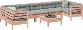 vidaXL Καναπές Κήπου Σετ 8 Τεμ. Μασίφ Ψευδοτσούγκα Ελάτης Μαξιλάρια