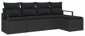 vidaXL Σετ Καναπέ Κήπου 5 pcs Μαύρο Πολυ rattan, βαμμένο ατσάλι