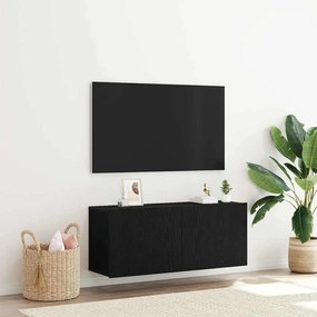 vidaXL Ντουλάπι Τοίχου Τηλεόρασης Μαύρη Δρυς 100x30x41 εκ. Επεξεργασμένο Ξύλο