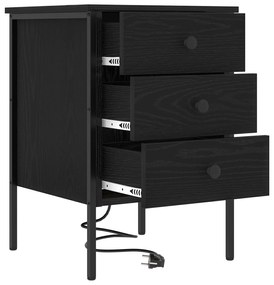 vidaXL Κομοδίνο Μαύρη δρυς 42 x 41 x 61 εκ Επεξεργασμένο ξύλο