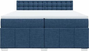 vidaXL Κρεβάτι Boxspring με Στρώμα Μπλε 200x200 εκ. Υφασμάτινο