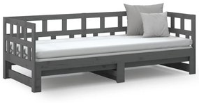 Καναπές Κρεβάτι Συρόμενος Γκρι 2x(80x200) εκ. από Μασίφ Πεύκο - Γκρι