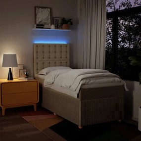 vidaXL Κρεβάτι Boxspring με Στρώμα Κρεμ 100 x 200 εκ. Υφασμάτινο