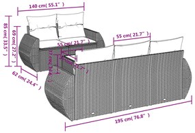 vidaXL Καναπές Κήπου 6 Τεμαχίων Μαύρο από Συνθετικό Ρατάν με Μαξιλάρια