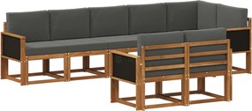 vidaXL Σειρά Καναπέ Εξωτερικού 8 pcs Φυσικό και Ανθρακί Πολυεστέρας