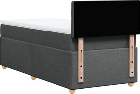 vidaXL Κρεβάτι Boxspring με Στρώμα Σκούρο Γκρι 90x200 εκ. Υφασμάτινο