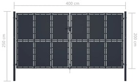 Πόρτα Περίφραξης Κήπου Ανθρακί 400 x 200 εκ. Ατσάλινη - Ανθρακί