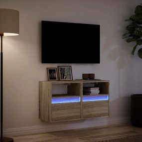 vidaXL Έπιπλα Τοίχου Τηλ. με LED 2 Τεμ. Sonoma Δρυς 41x31x45 εκ.