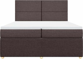 vidaXL Κρεβάτι Boxspring με Στρώμα Σκούρο Καφέ 200x200 εκ. Υφασμάτινο