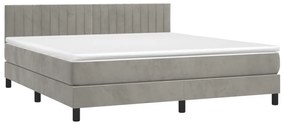 Κρεβάτι Boxspring με Στρώμα Ανοιχτό Γκρι 160x200 εκ. Βελούδινο - Γκρι