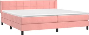 vidaXL Κρεβάτι Boxspring με Στρώμα Ροζ 200x200 εκ. Βελούδινο