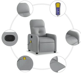 vidaXL Πολυθρόνα Μασάζ Ανακλινόμενη Ανοιχτό Γκρι Υφασμάτινη