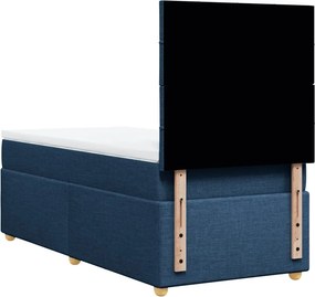vidaXL Κρεβάτι Boxspring με Στρώμα Μπλε 90x190 εκ.Υφασμάτινο