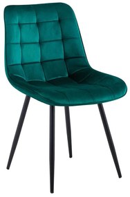 MYRIAM-R Καρέκλα Τραπεζαρίας, Μέταλλο Βαφή Μαύρο, Ύφασμα Velure Απόχρωση Forest Green -  50x58x83cm