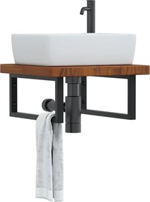 vidaXL Ράφι Νιπτήρα Τοίχου από Ατσάλι / Μασίφ Ξύλο Δρυός