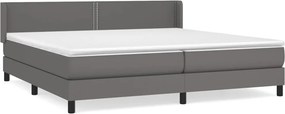 vidaXL Κρεβάτι Boxspring με Στρώμα Γκρι 200x200 εκ. Συνθετικό Δέρμα