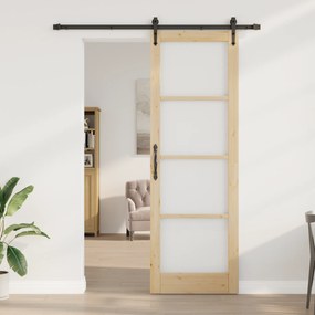 vidaXL Συρόμενη Πόρτα με Σετ Εξαρτημάτων 78x232 cm Μασίφ Ξύλο Πεύκου