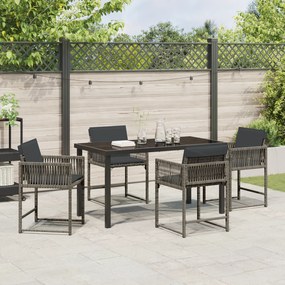 vidaXL Σέτ φαγητού για κήπο 5 pcs Γκρι συνθετικό ρατάν