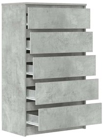 vidaXL Συρταριέρα Γκρι Σκυροδέματος 60x36x103 εκ. Επεξεργασμένο Ξύλο