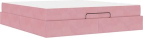 vidaXL Σκελετός κρεβατιού με στρώμα 2 pcs Ροζ Βελούδο