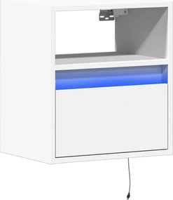 vidaXL Κομοδίνο Επιτοίχιο με Φώτα LED Λευκό