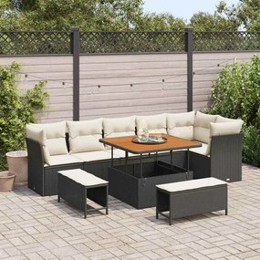 vidaXL Σετ Καναπέ Κήπου 9 pcs Μαύρο και κρεμ 100 x 100 x 71 cm