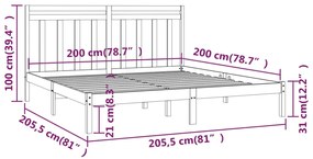 ΠΛΑΙΣΙΟ ΚΡΕΒΑΤΙΟΥ ΚΑΦΕ ΜΕΛΙ 200 X 200 ΕΚ. ΑΠΟ ΜΑΣΙΦ ΞΥΛΟ 3105273