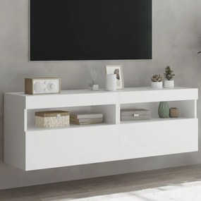 Έπιπλα Τοίχου Τηλεόρασης με LED 2 Τεμ. Λευκά 60x30x40 εκ.