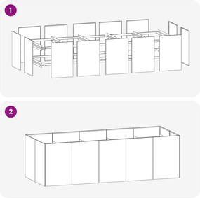 vidaXL Γλάστρα Κήπου Ασημί 200 x 80 x 60 εκ Γαλβανισμένος Χάλυβας