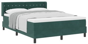 vidaXL κρεβάτι Box Spring με στρώμα  σκούρο πράσινο 160x200 εκ. βελούδινο