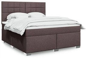 Κρεβάτι Boxspring με Στρώμα Σκούρο Καφέ 180x200 εκ Υφασμάτινο - Καφέ