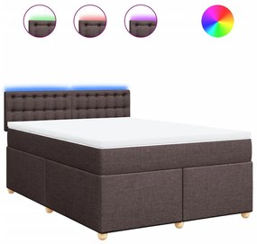 vidaXL Κρεβάτι Boxspring με Στρώμα Σκούρο Καφέ 140x190 εκ. Υφασμάτινο