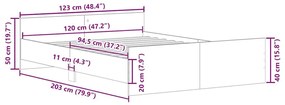 Πλαίσιο κρεβατιού χωρίς στρώμα 120x200 εκ. Επεξεργασμένο Ξύλο - Καφέ