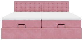 vidaXL Οθωμανικό κρεβάτι με στρώματα ροζ 200x200cm Velvet