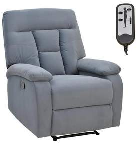 Πολυθρόνα relax με μηχανισμό massage Terpsi γκρι βελούδο 80x94x100εκ 80x94x100 εκ.